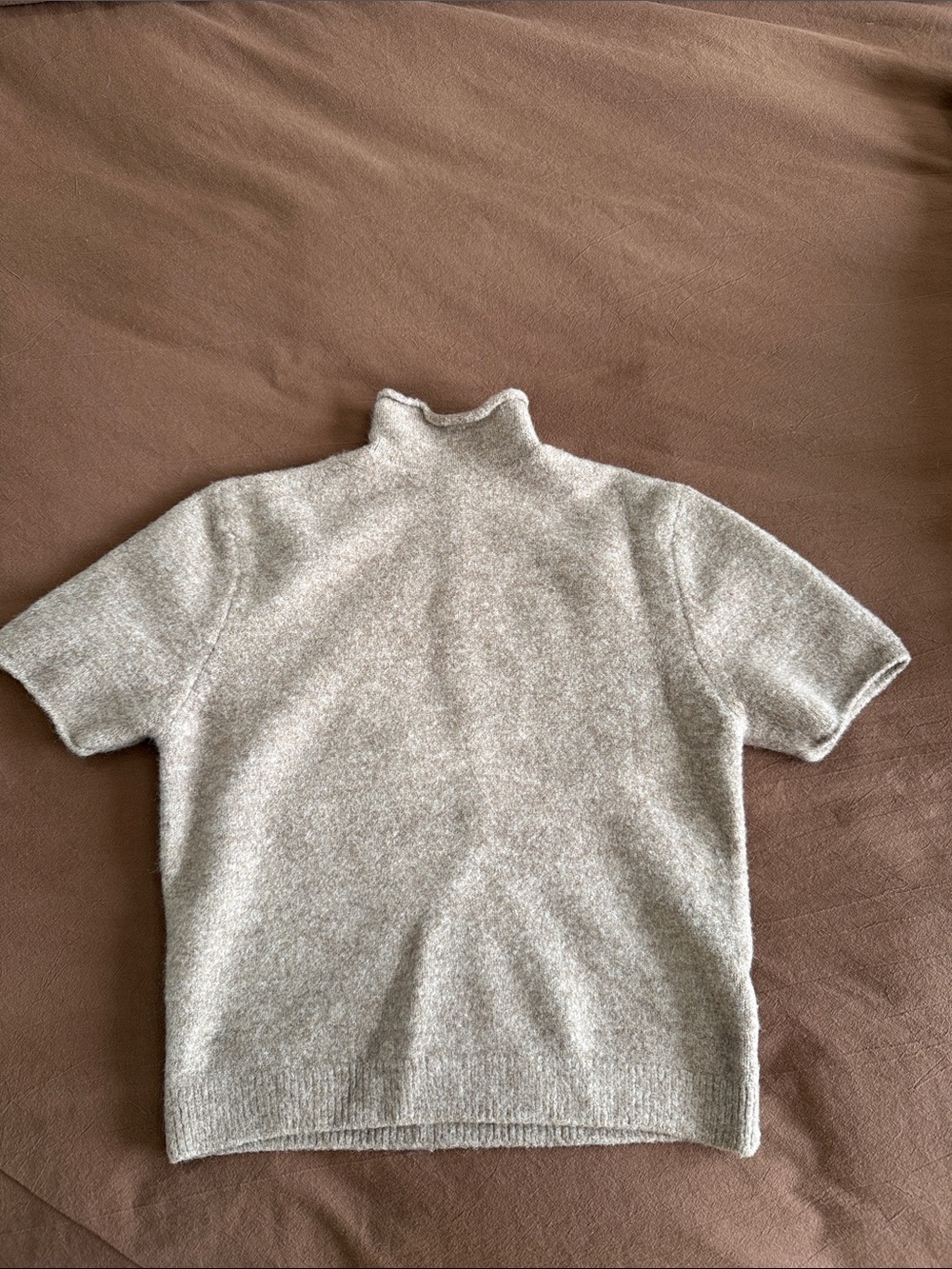 Zara Women's Short-Sleeve Turtleneck Sweater in Light Beige